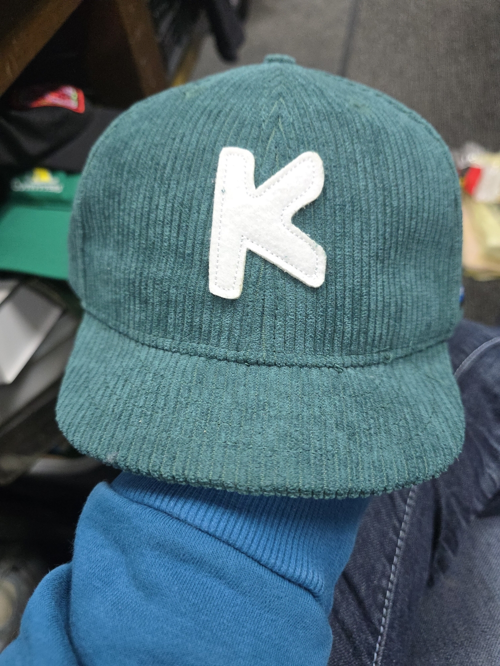 Kith Corduroy Cap with K Logo Green
